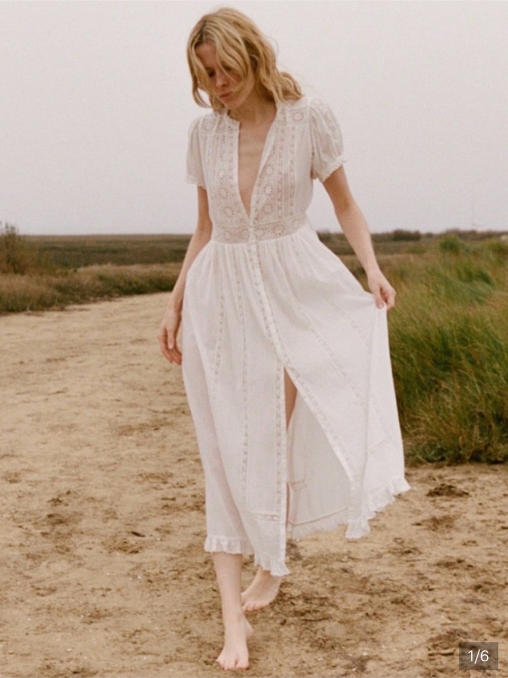 House of Harlow 1960 White Lace Trim dress